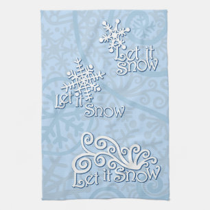 Låt det snöa Light Blue Kitchen Towel Kökshandduk