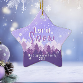 Låt det snöa Lila Snö Forest God jul Julgransprydnad Keramik