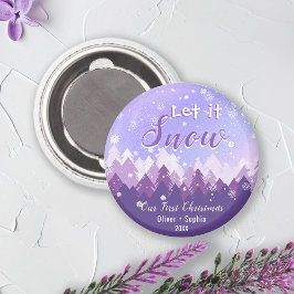 Låt det snöa Lila Snö Forest God jul Magnet