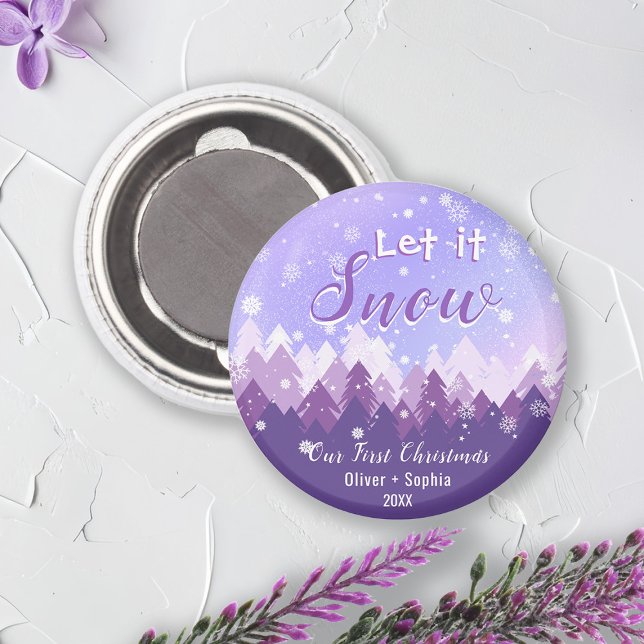 Låt det snöa Lila Snö Forest God jul Magnet (Skapare uppladdad)