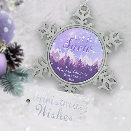 Låt det snöa Lila Snö Forest God jul Snöflinga Pewter Julgransprydnad