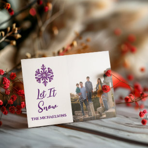 Låt det snöa Lila Snowflake Julkort
