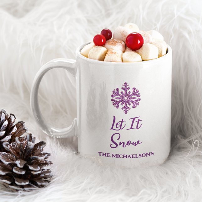 Låt det snöa Lila Snowflake Kaffemugg (Skapare uppladdad)