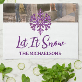Låt det snöa Lila Snowflake Kökshandduk