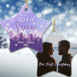 Låt det snöa Lila vår första jul Julgransprydnad Keramik