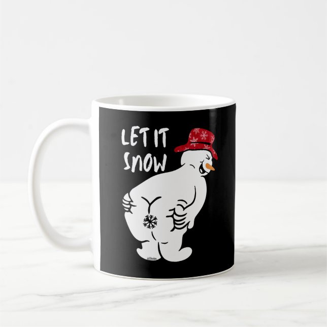 LÅT DET SNÖA lustig snögubbe Kaffemugg (Vänster)