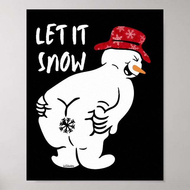 LÅT DET SNÖA lustig snögubbe Poster (Framsidan)