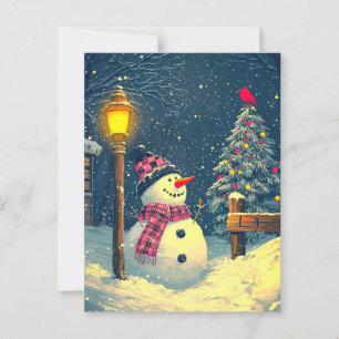 Låt det snöa! Lycklig jul Snögubbe Vykort
