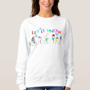 Låt det snöa med Snögubbar LS Kvinnor i triglyceri T Shirt