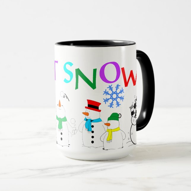 Låt det snöa med Snögubbar över hela Kaffet Mugg (Framsida höger)