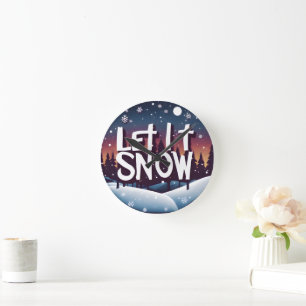 Låt det snöa med Vinter Wonderland Rund Klocka