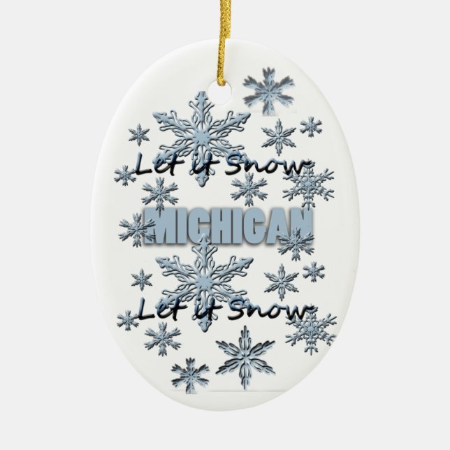 Låt det snöa Michigan-julprydnaden Julgransprydnad Keramik (Framsidan)