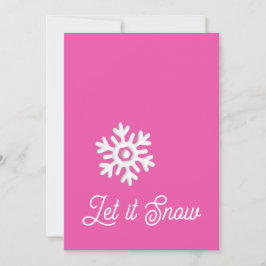 Låt det snöa Minimal Rosa Vit Snöflinga Julkort