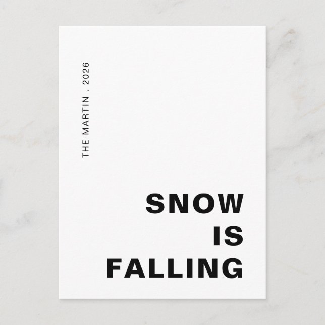 Låt det snöa Minimalistisk Ren Jul Högtid  Helg Vykort (Framsida)