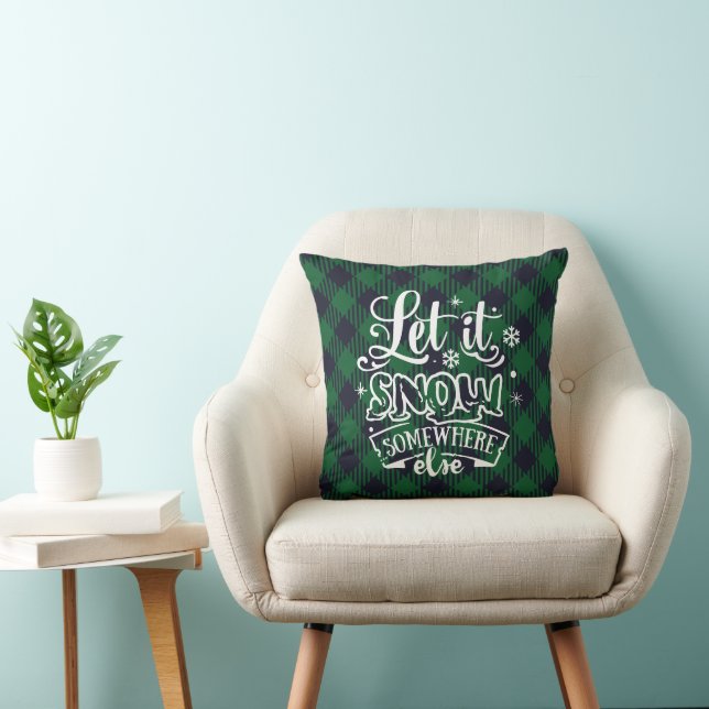 Låt det snöa någon annanstans Grön Plaid Monogram Kudde (Stol)