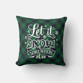 Låt det snöa någon annanstans Grön Plaid Monogram Kudde