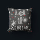 Låt det snöa på Faux Chalkboard Pillow Kudde<br><div class="desc">Faux svart kalkbräda med vit snöflingor och röd prit med roligten "Låt det snöa" ordalydelse för att dekorera ditt hem för vintern.</div>