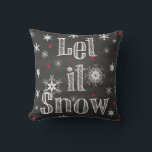 Låt det snöa på Faux Chalkboard Pillow Kudde<br><div class="desc">Faux svart kalkbräda med vit snöflingor och röd prit med roligten "Låt det snöa" ordalydelse för att dekorera ditt hem för vintern.</div>
