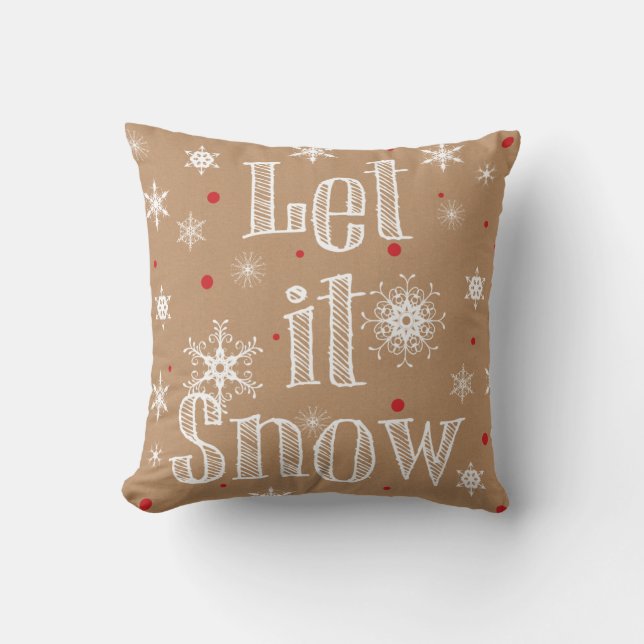 Låt det snöa på Faux Kraft Papper Pillow Kudde (Framsida)