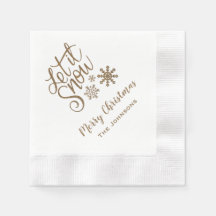 Låt det snöa Personlig jul Napkins Guld