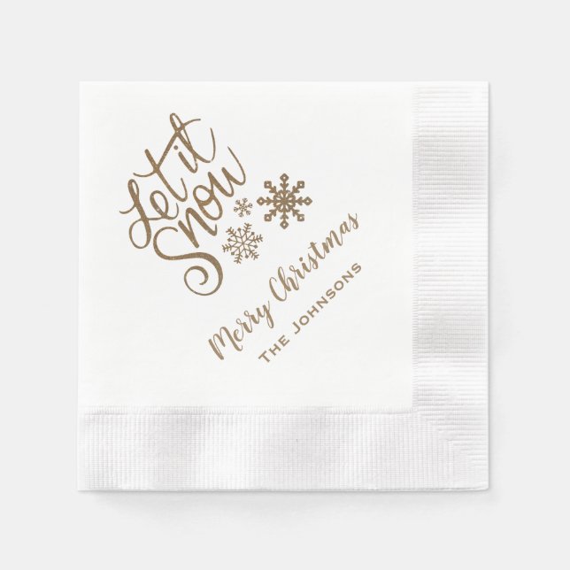 Låt det snöa Personlig jul Napkins Guld Pappersservett (Framsidan)