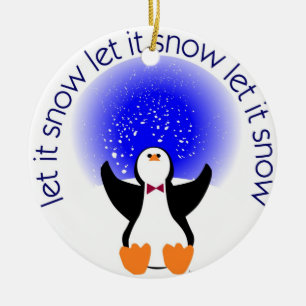 Låt det snöa pingvinprydnaden julgransprydnad keramik
