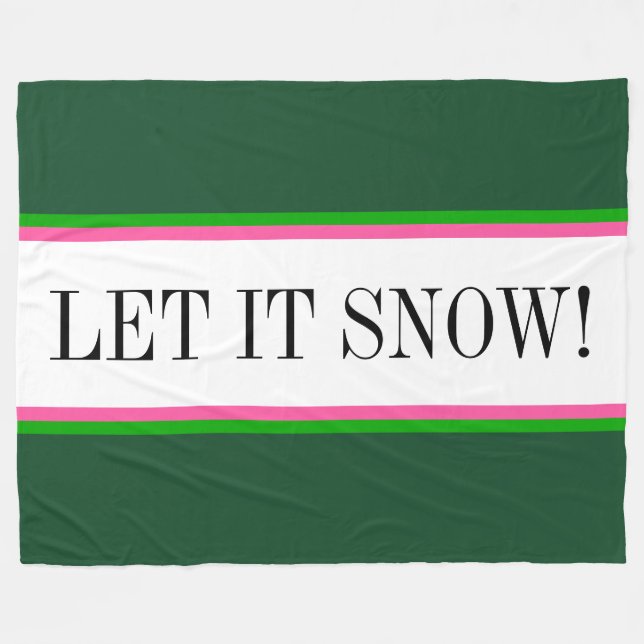 LÅT DET SNÖA Rand för vit alpreisk Grönt Fleecefilt (Framsidan (Horisontell))