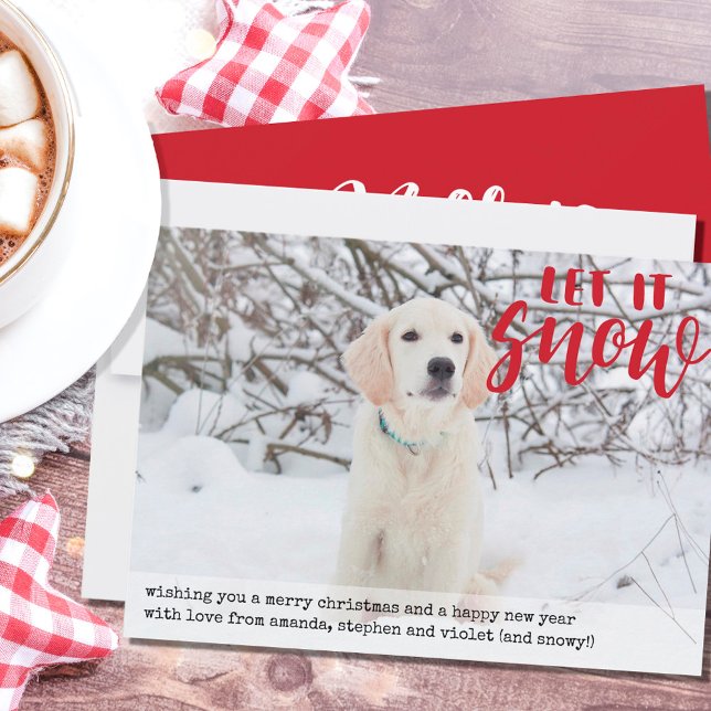 Låt det snöa Red Hand Lettered Fullt Bleed Photo Julkort (Skapare uppladdad)