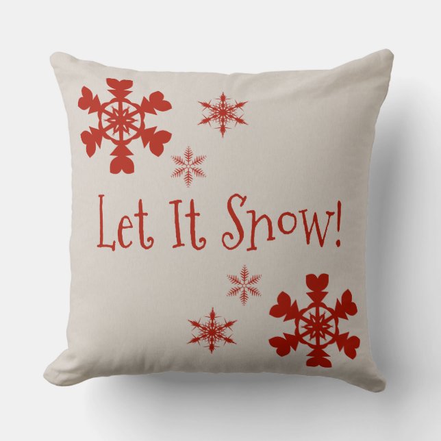 låt det snöa Red Snöflingor Pillow Kudde (Framsida)