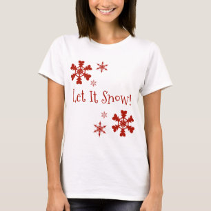låt det snöa Red Snöflingor Shirt Tee Shirt
