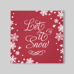 Låt det snöa Red Winter Snö-typografi Canvastryck<br><div class="desc">Konturkonsformationen i säsong under elegant har "Låt det snöa" design i ett vackert,  vitt skript som skriver med ett modernt snöflingmönster i gräns. Den röda bakgrunden färg kan anpassas för att koordinera med din helgdag-dekanter.</div>