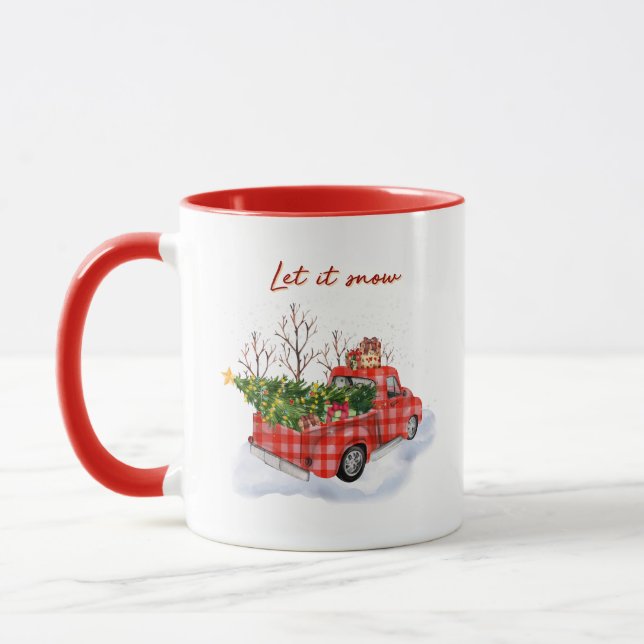 Låt det snöa Röd lastbil jul firande Mugg (Vänster)