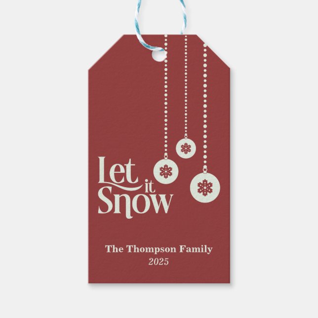 "Låt det snöa" röd Presentetikett (Framsidan)