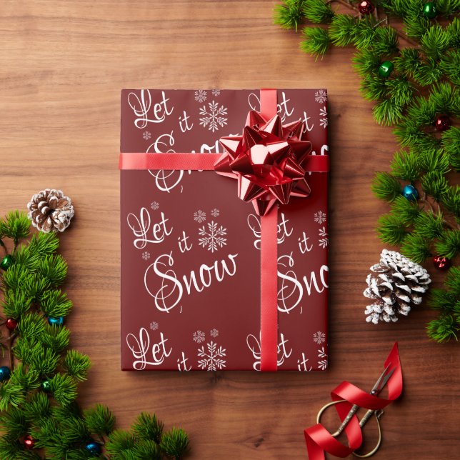 Låt det snöa Röd Vit Snöflinga Jul Presentpapper (Julgåva)