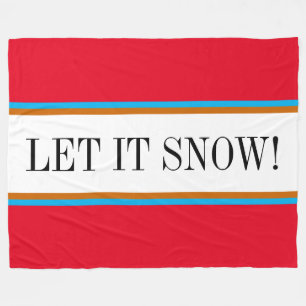 LÅT DET SNÖA Roligt Festive Bright Red White Rand Fleecefilt