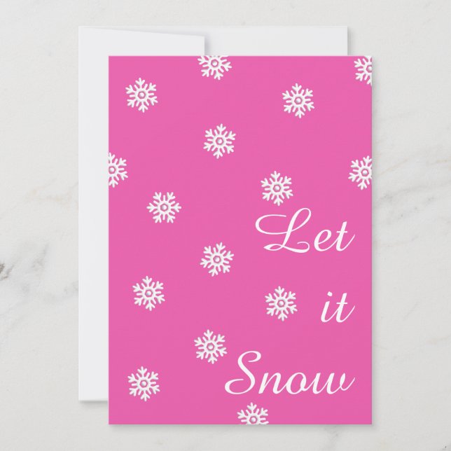 Låt det snöa Rosa julkort Vita Snöflingor (Framsida)