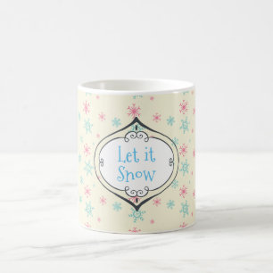 Låt det snöa Rosa och blå snöflingor Mönster Kaffemugg