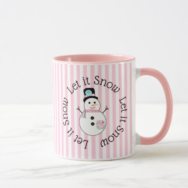 Låt det snöa Rosa Snögubbe julkaffe Mugg (Höger)