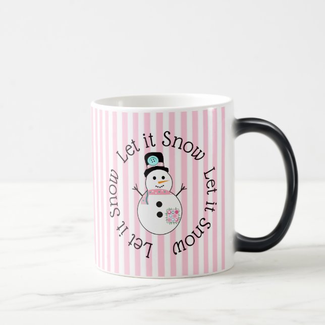 Låt det snöa Rosa Snögubbe julkaffe Mugg (Höger)