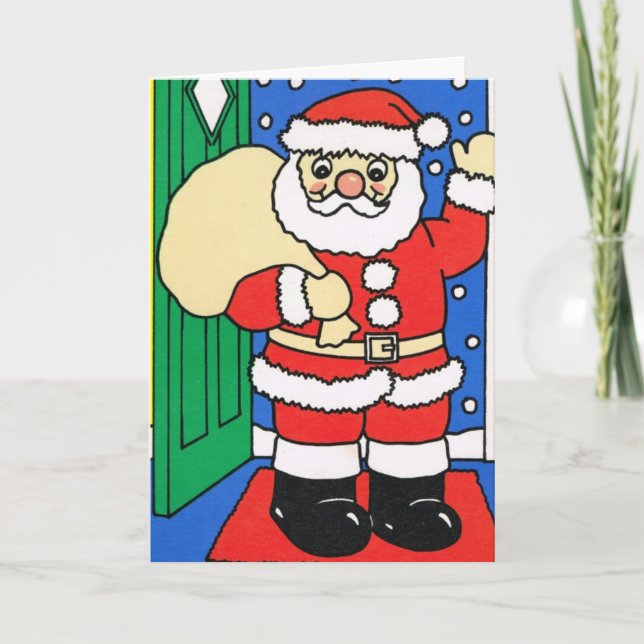 Låt det snöa, Santa vinkara adjö! Helgkort (Framsida)