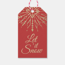 Låt det snöa ・ Shabby Guld Snowflake Winter Helgda Presentetikett