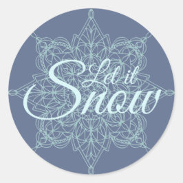 "Låt det snöa" Snöflingdesign i blått Runt Klistermärke