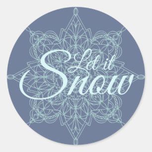 "Låt det snöa" Snöflingdesign i blått Runt Klistermärke
