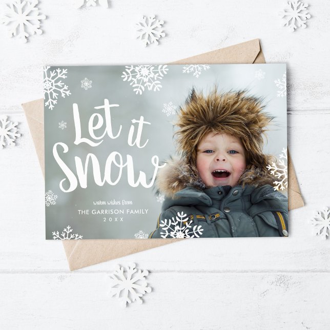 Låt det snöa | Snöflingfotopatöverlägg Julkort (Skapare uppladdad)