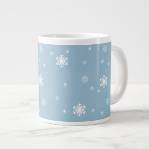 Låt det snöa, Snöflingor Mönster på Blue, Vinter Jumbo Mugg