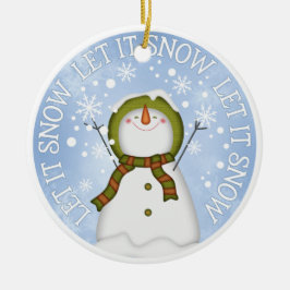 Låt det snöa Snögubbe Dubbla sida vid sida Julgransprydnad Keramik