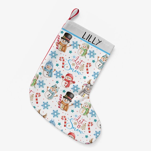 Låt det snöa Snögubbe Mönster jul Liten Julstrumpa (Framsidan (Hängande))