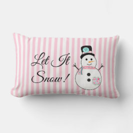 Låt det snöa Snögubbe Rosa julpillow Lumbarkudde