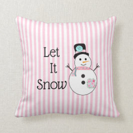 Låt det snöa Snögubbe Rosa & Vit julklapp Kudde