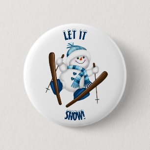 Låt det snöa! Snögubbe Skier Knapp